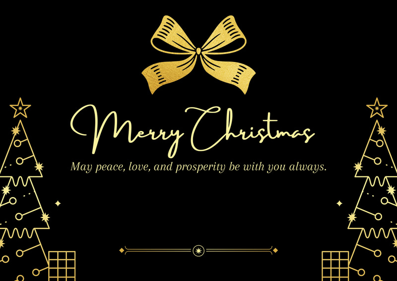 Gold Theme Illustrated Christmas Greeting - Elegant Holiday Card Design for Warm Seasonal Wishes