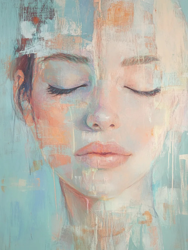 Gentle Pastel Abstract Female Portrait - Soft Abstract Portrait Art for Creative Projects and Artistic Spaces