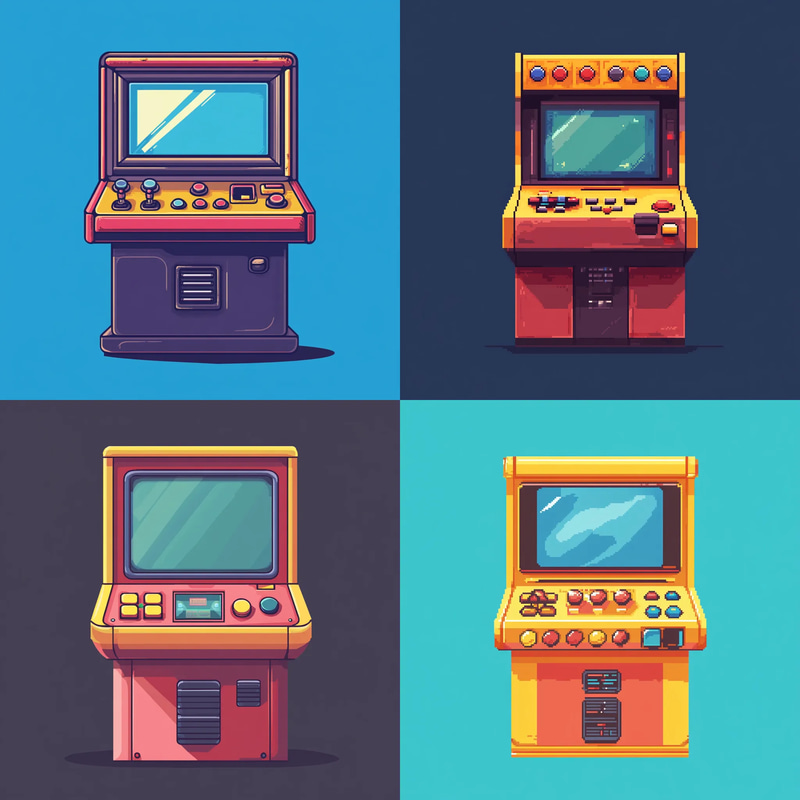 Retro Arcade Machine Pixel Icon - Vibrant Pixel Art Icon for Gamers and Digital Creators