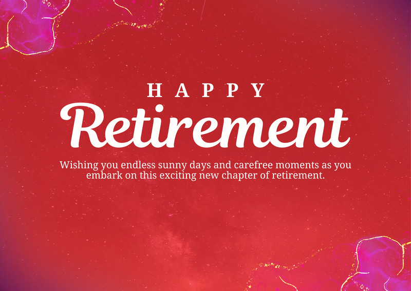 Purple and Black Modern Happy Retirement Card - Stylish Celebration Invitation for Memorable Retirement Events