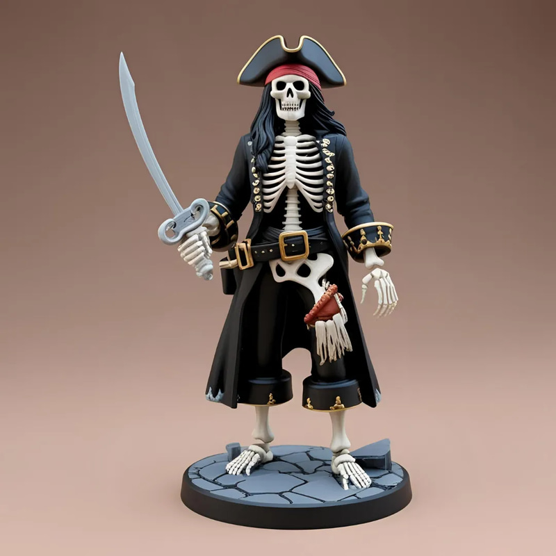 Skeleton Pirate Miniature - Detailed 3D Printing Model for Hobbyists and Collectors