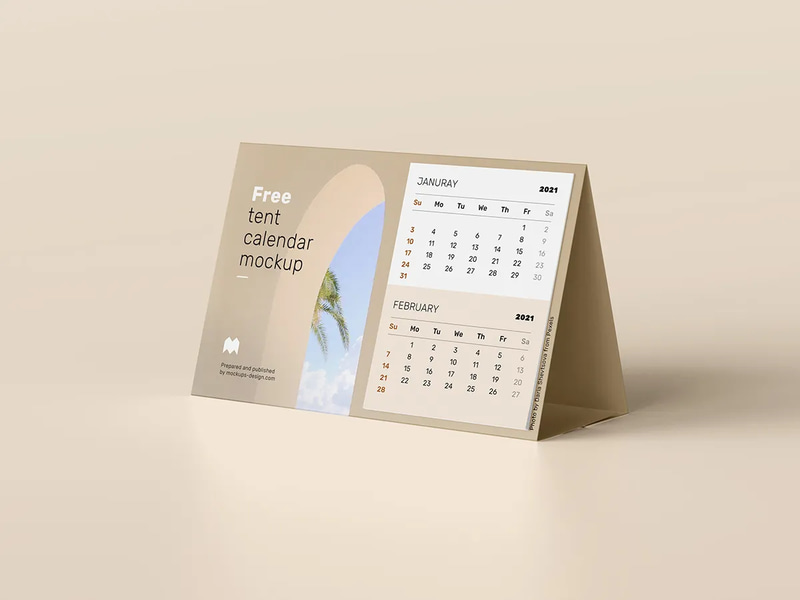 Tent Calendar Mockup Folded Stand Layout Template - Premium Editable Calendar Mockup for Designers and Marketers 2025-2026