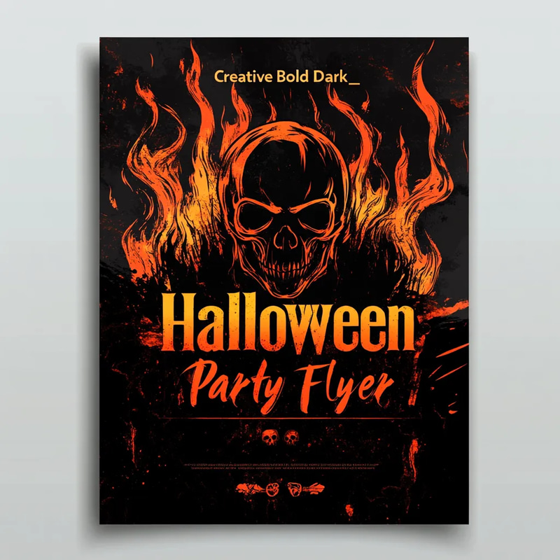 Creative Bold Dark Halloween Party Flyer - Striking Invitation Design for Spooky Celebrations and Event Promotion
