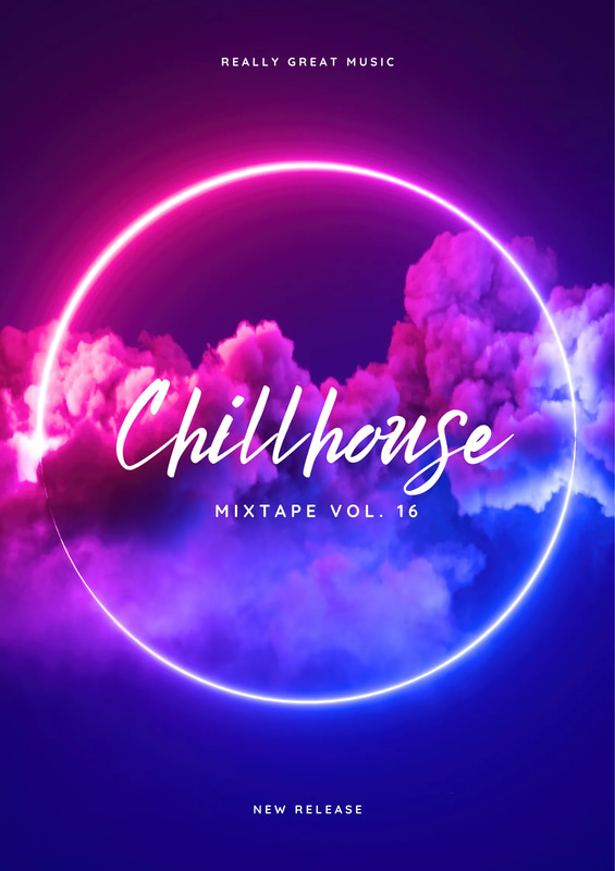 Music Poster Blue Chillhouse Neon Mixtape - Vibrant Marketing Banner Template for Music Promotions and Event Branding