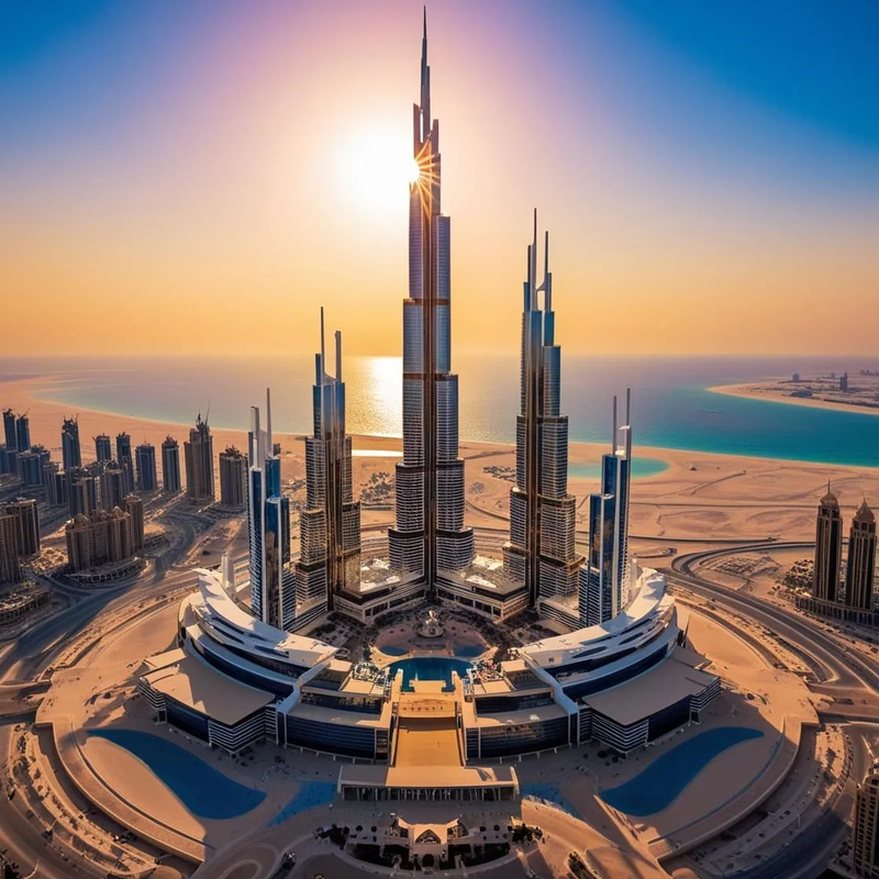 Dubai Frame Landmark Aerial View - Cinematic Urban Architecture Stock Video for Creative Projects and Marketing
