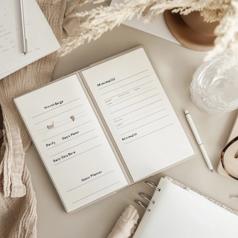 Minimalist Beige Daily Oasis Planner - Elegant Time Management for Personal and Professional Productivity