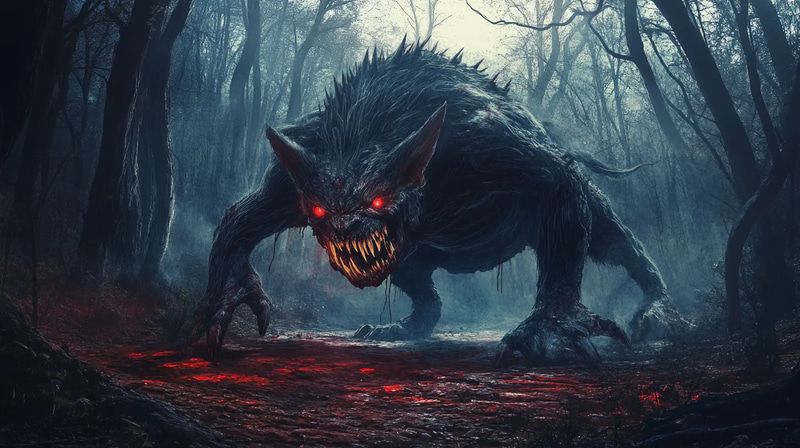 Chupacabra Creature of the Night - Dark Urban Legends Art for Horror & Fantasy Enthusiasts