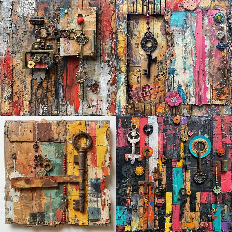Cardboard Abstract Layered Mixed Media - Vibrant Collage Art for Creative Designers and Modern Interiors
