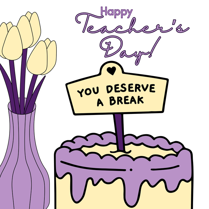 Purple White Teachers Day Card - Elegant Floral Design for Heartfelt Educator Appreciation