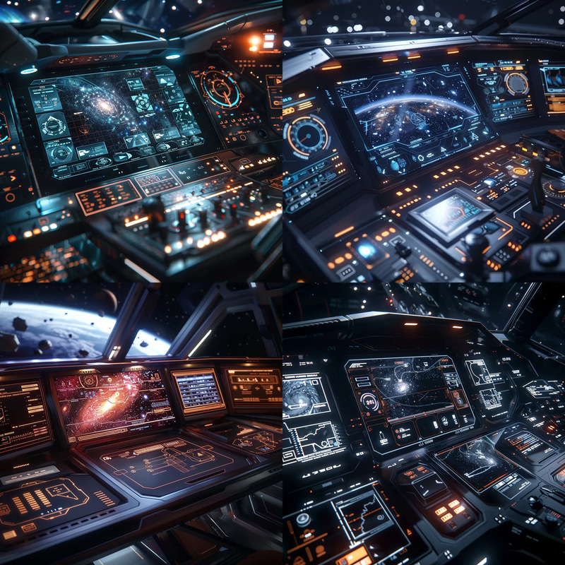AstroPilot Starship Holographic Dashboard - Futuristic Technology Interface Concept Art for Designers and Sci-Fi Creators