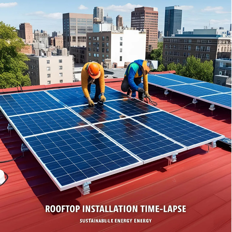 Rooftop Installation Time-Lapse - Dynamic Business Technology Stock Video for Industry Projects