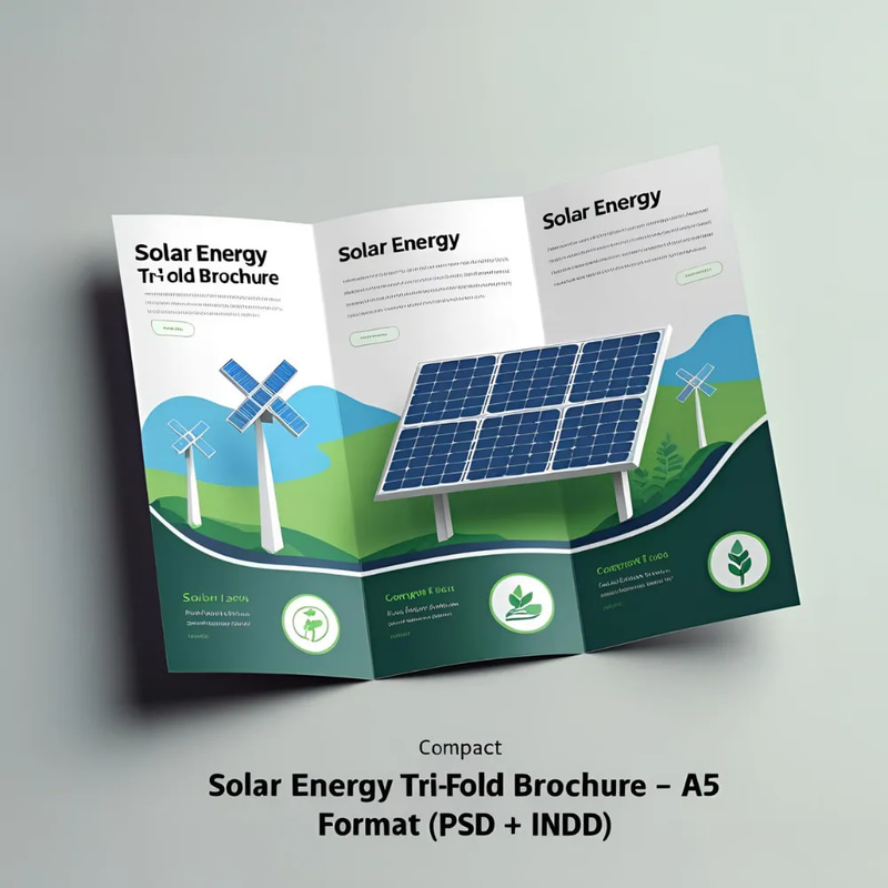 Solar Energy Tri-Fold Brochure A5 Format - Multi-Purpose Promotional Design for Clean Energy Campaigns