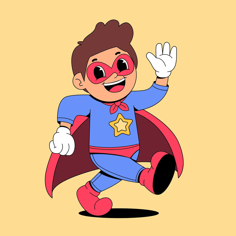 Superhero Animal Walking Character Design Free - Playful Cartoon Illustrations for Creative Projects and Storytelling