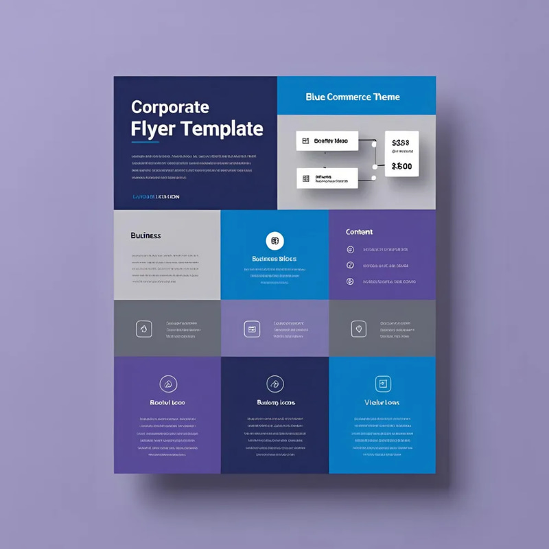 Corporate Flyer Template Blue Grey Violet Theme - Professional Marketing Flyer Design for Business Promotion & Brand Engagement