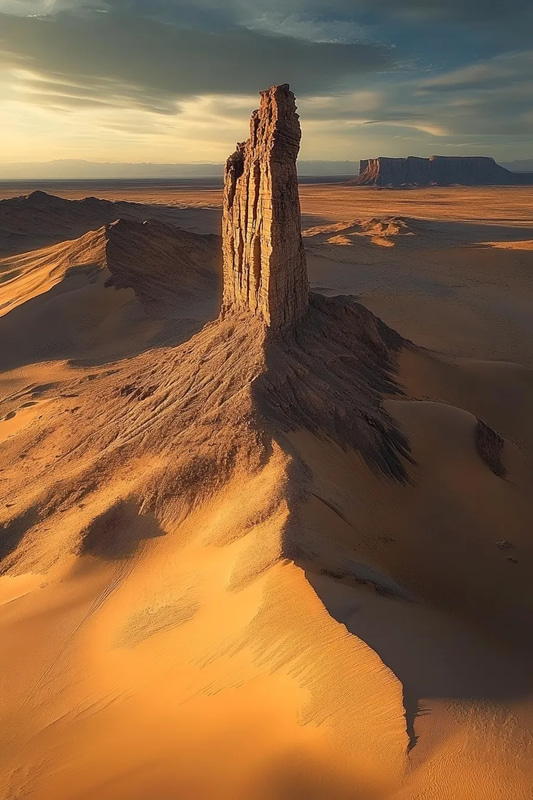 Ancient Desert Rock - Vibrant Desert Landscape Artwork for Creative Designers and Nature Enthusiasts