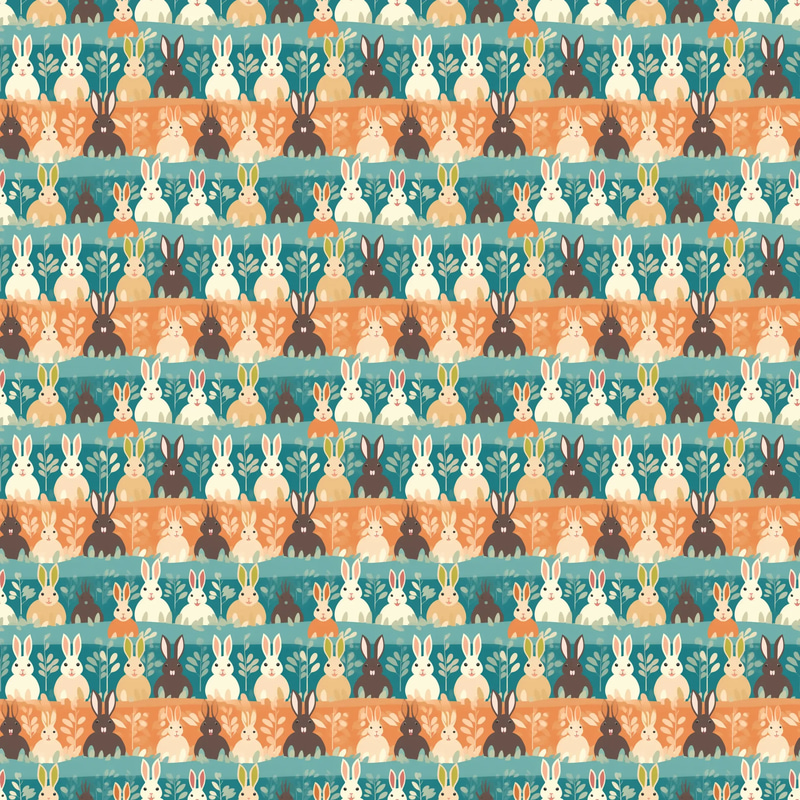 Bunny Kawaii Paradise Patterns - Playful Anime-Inspired Patterns for Creative Printables and Design Projects