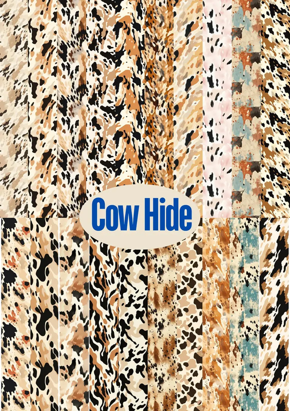 Rustic Cowhide Country Patterns - Timeless Animal Print Textures for Creative Designers and Rustic Decor Projects