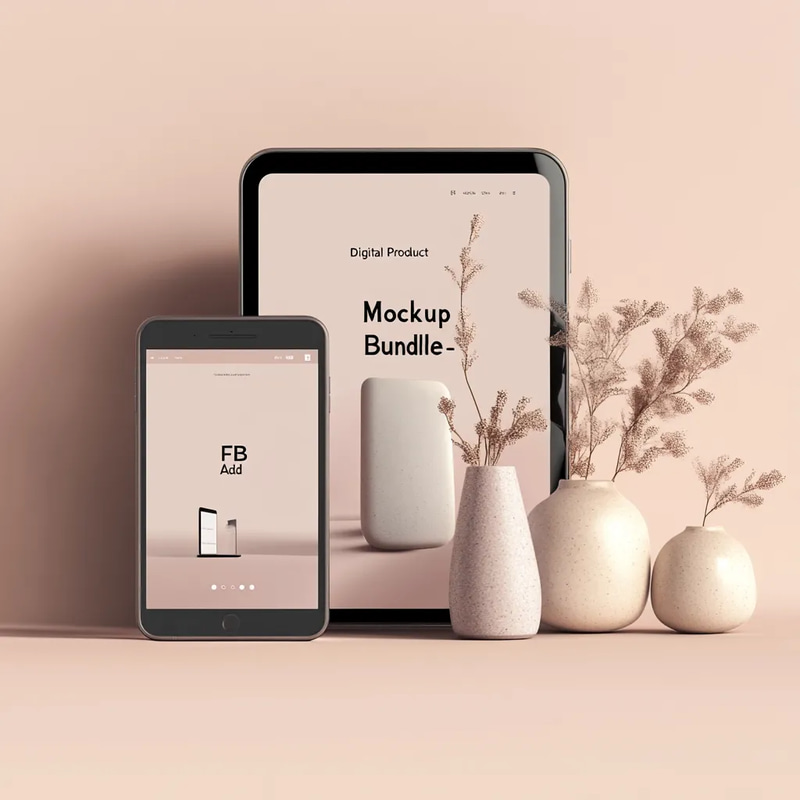 Digital Product Mockup Bundle - FB Ad - Sleek BlueWave Social Media Templates for Facebook Ads and Marketing Campaigns