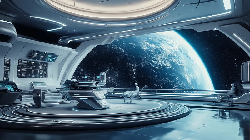 Starbridge Terminal Quantum Docking Nexus - Sci-Fi Digital Environment Art for Immersive Visual Projects