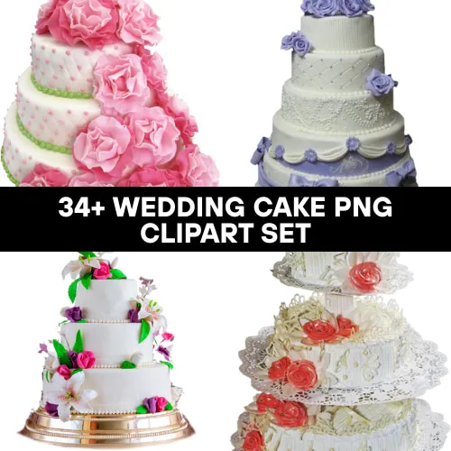 34+ Wedding Cake PNG Clipart Set - Elegant Food and Beverage Illustrations for Creative Wedding Designs