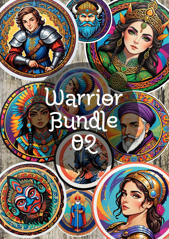 Warrior Legends Sticker Bundle - Fantasy-Themed Bold Stickers for Creators & Storytellers 2025