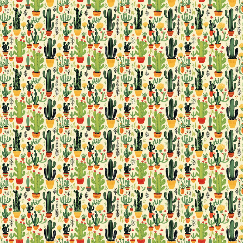 Desert Cactus Wonderland Patterns - Vibrant Animal & Nature Textures for Creative Print and Digital Designs