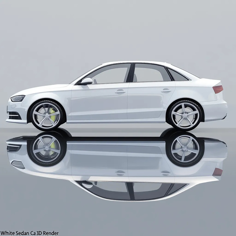 White Sedan Car 3D Render - Realistic Automotive Model for Designers and Visual Creators