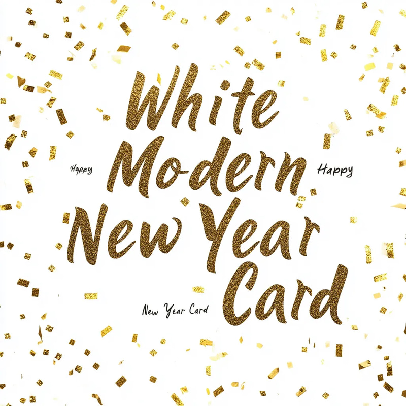 White Modern Happy New Year Card - Sleek Contemporary Greeting for Festive Celebrations and Elegant Wishes