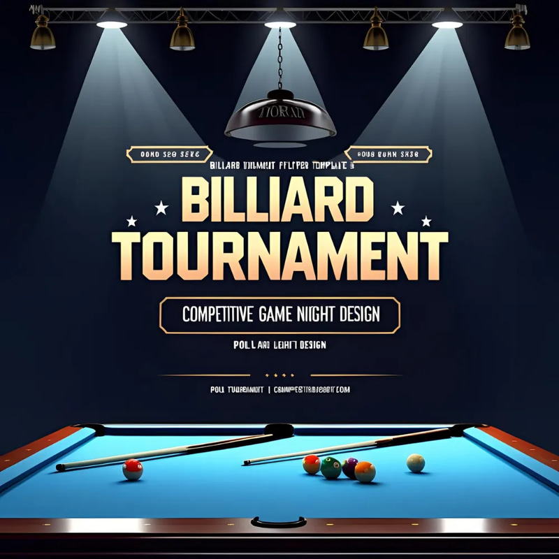 Billiard Tournament Flyer Template - Competitive Game Night Design - Versatile Marketing Asset for Dynamic Promotion Campaigns