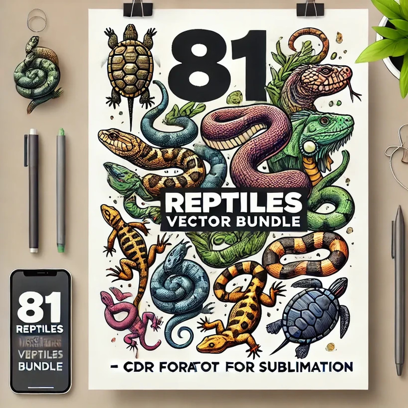 81 Reptiles Vector Bundle - Detailed Sublimation-Ready Animal Illustrations for Designers and Crafters