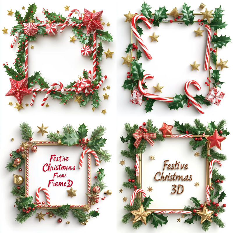 Festive Christmas Frame 3D - High-Quality 3D Rendered Holiday Frame for Designers and Creators