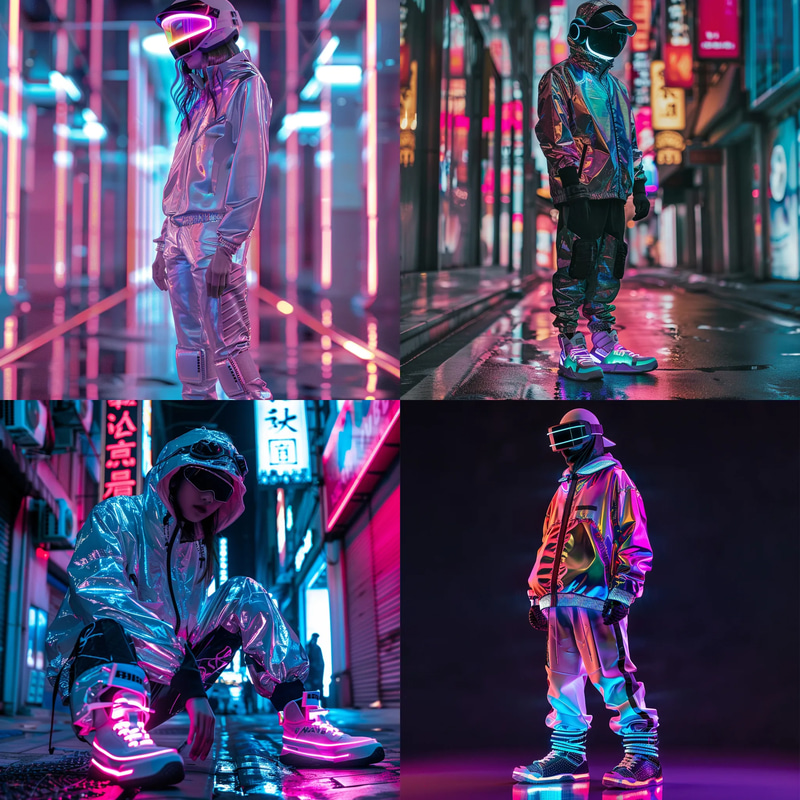 Neon Underground Cyber Streetwear Concept - Futuristic Costume Art for Designers and Fashion Innovators