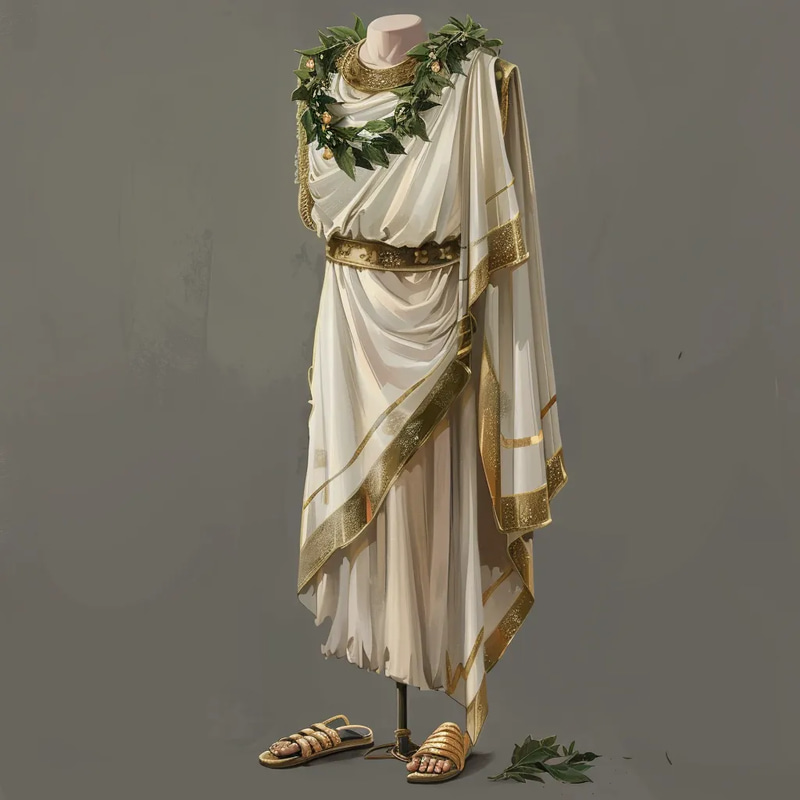 Olympian Threads Gilded Chiton Concept - Elegant Costume & Fashion Concept Art for Creative Designers and Storytellers