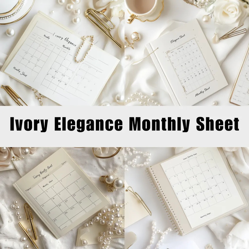 Ivory Elegance Monthly Sheet - Sophisticated Monthly Planner for Efficient Personal and Professional Scheduling