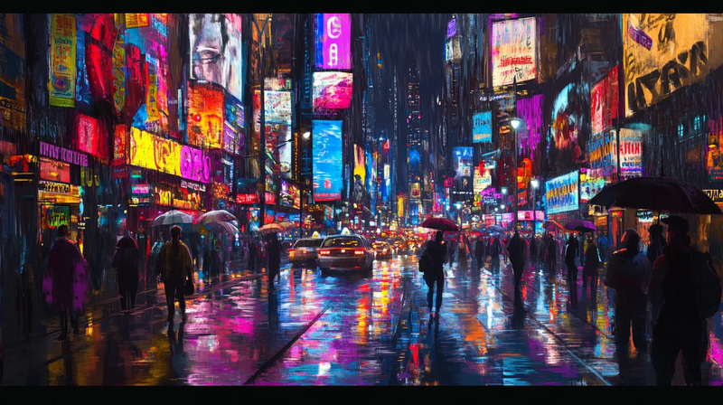 Bustling City Street Digital Art - Vibrant Urban Scene for Contemporary Art Lovers and Creative Projects