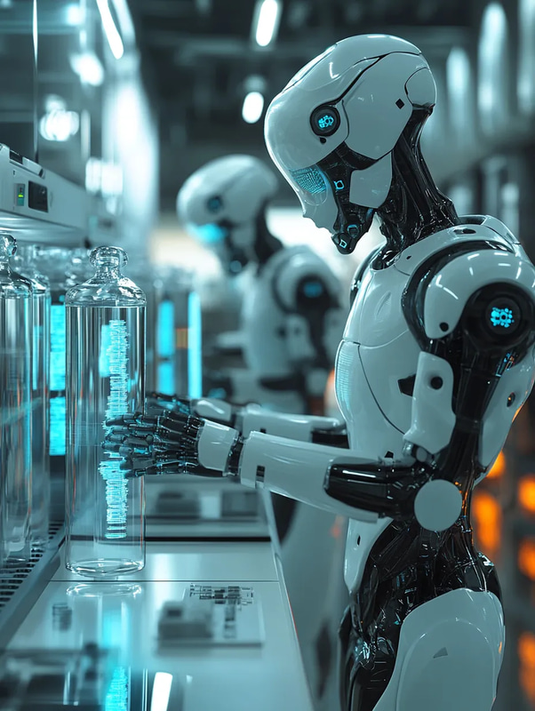 AI-Powered Android Squad on Patrol - Futuristic Robotics Illustration for Sci-Fi Creators and Digital Artists