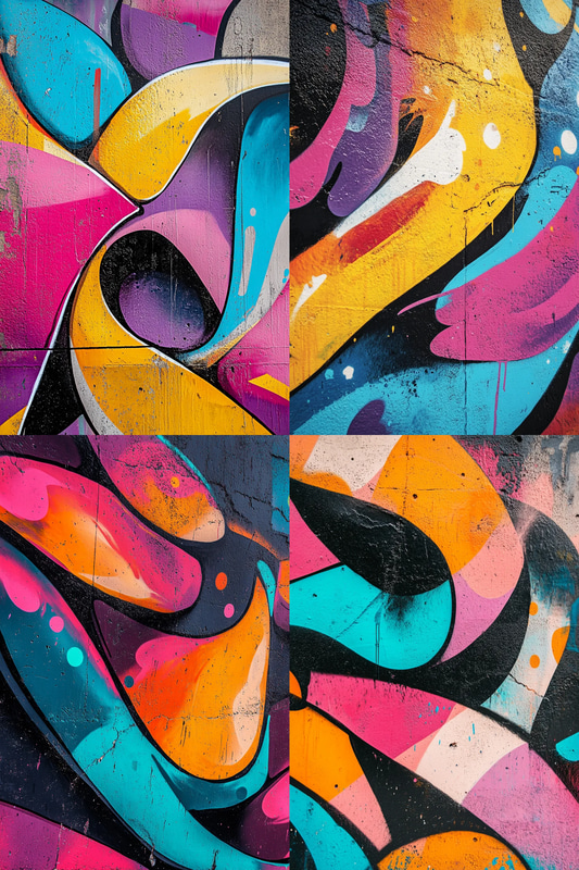 Geometric Shape Throw-Up - Vibrant Geometric Graffiti Art for Urban Creatives and Street Style Projects