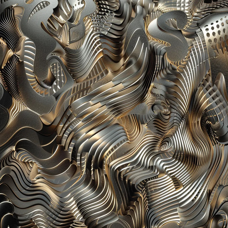 Digital Abstract Metallic Sheen Patterns - Premium Abstract Art with Reflective Metallic Textures for Creative Projects
