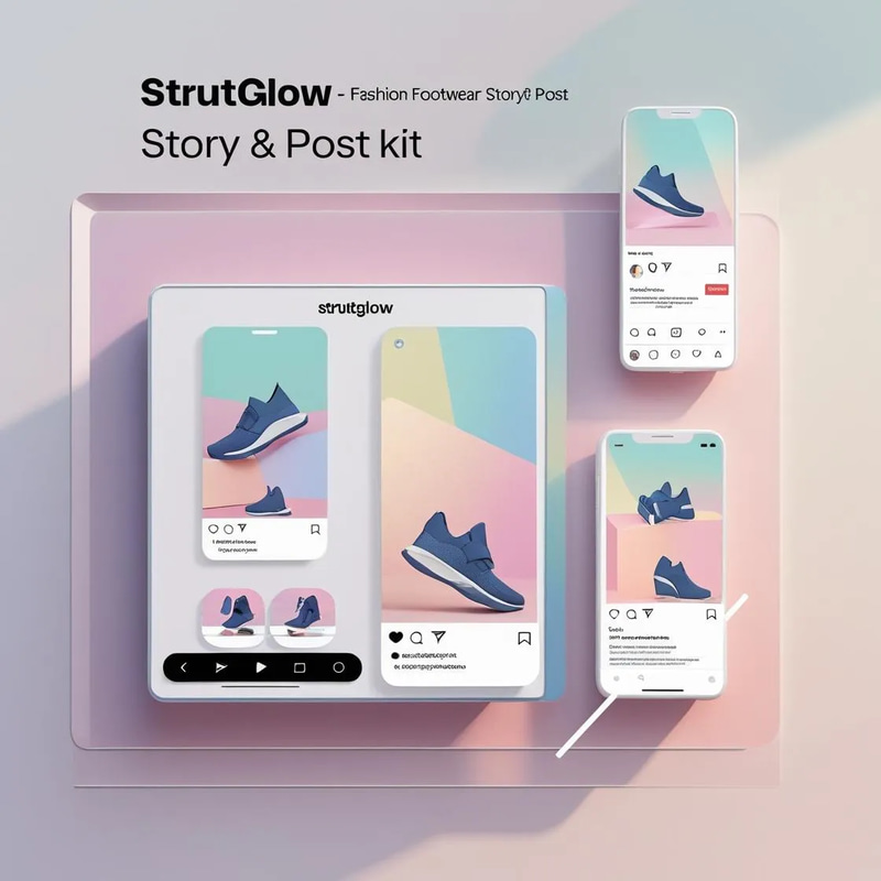 StrutGlow Fashion Footwear Story & Post Kit - Animated Social Media Templates for Trendy Brand Engagement