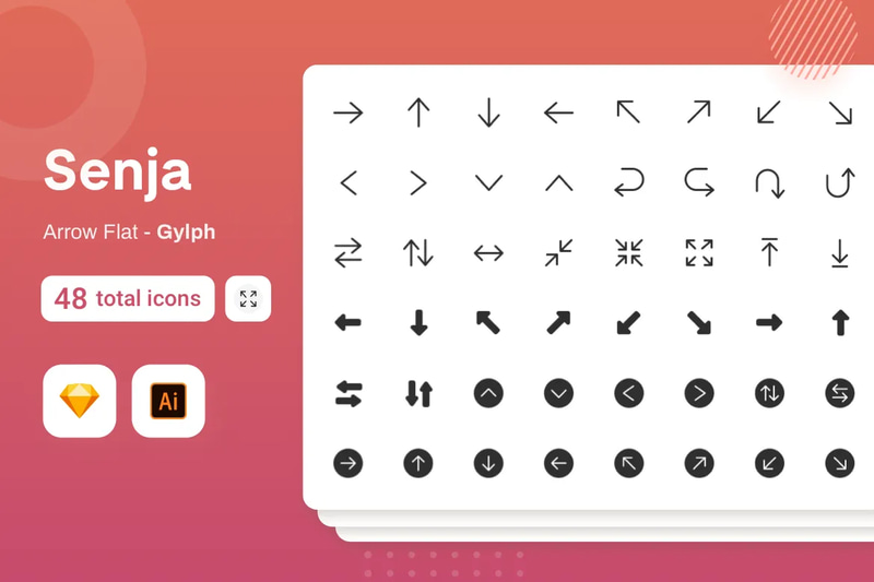 Arrow Icons - Glyph Senja Style - Sleek Minimalist Vector Icons for Designers and UI Projects 2025-2026