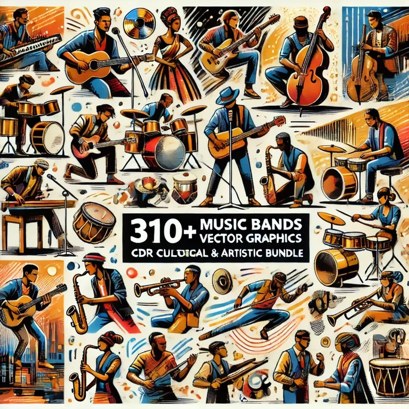310+ Music Bands Vector Graphics - CDR Cultural & Artistic Bundle - Vibrant Celebration Vectors for Designers and Event Creators