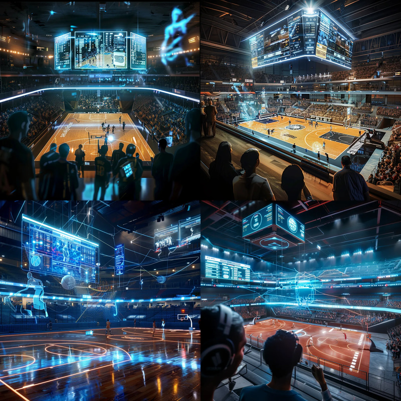 ArenaVision Immersive Sports Display - Futuristic Interface Concept Art for Designers and Creators