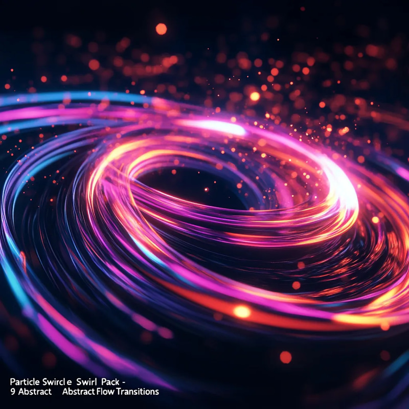 Particle Swirl Pack - 9 Abstract Flow Transitions - Cinematic Motion Graphics for Creative Video Editing and Dynamic Visual Effects