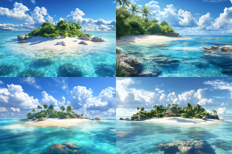 Tropical Island Beach - Serene Seascape Art for Tranquil and Inspiring Landscape Decor