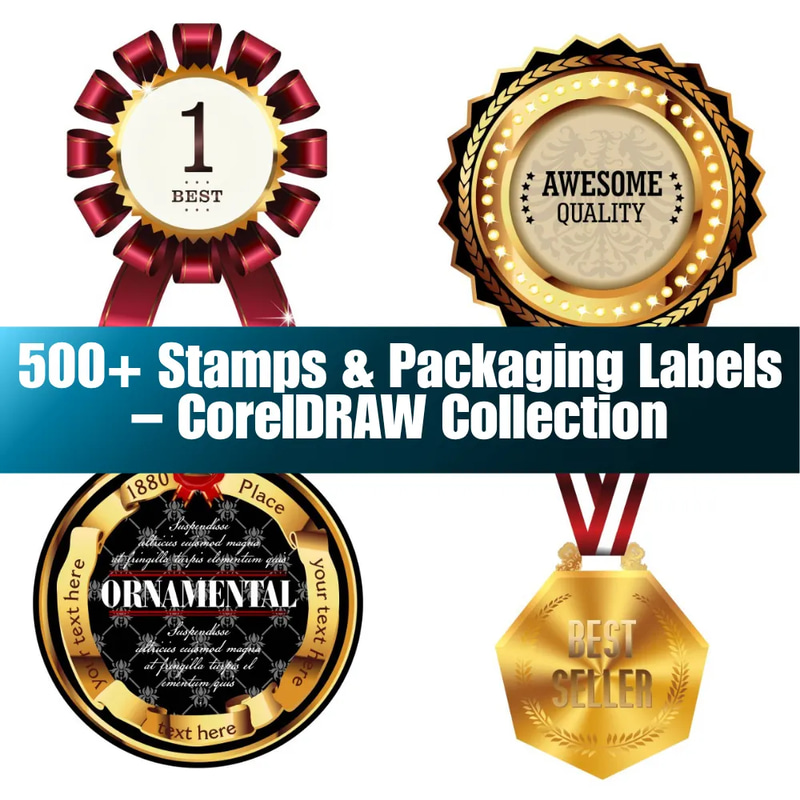 500+ Premium Stamp & Label Designs CDR Bundle - Professional Commercial Label Templates for Packaging & Branding