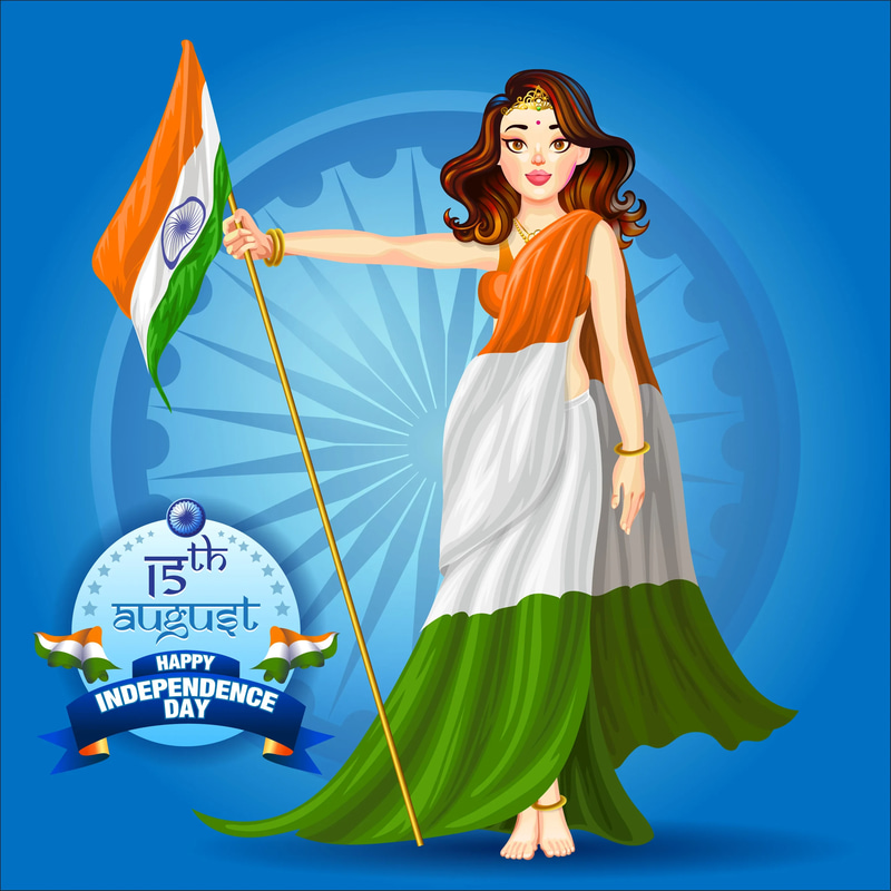 Independence Day Poster - Girl Holding Indian Flag - Vibrant Patriotic Celebration Poster for Events & Campaigns