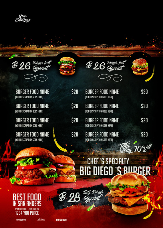 Editable Fast Food Meal Menu PSD Format - Streamlined Restaurant Menu Template for Marketing & Promotions