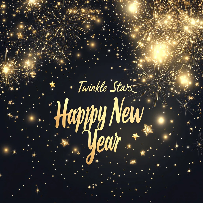 Twinkle Stars Happy New Year - Elegant Festive Invitation Cards for Memorable Celebrations and Personal Greetings