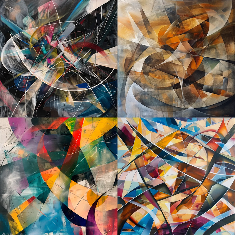 Kinetic Abstract Intersecting Lines & Shapes - Dynamic Abstract Art for Modern Creative Spaces