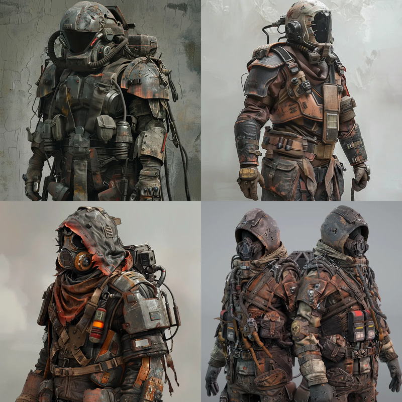 Wastelander's Husk Scavenged Battle Rig - Gritty Post-Apocalyptic Weapon & Armor Concept Art for Designers and Creators